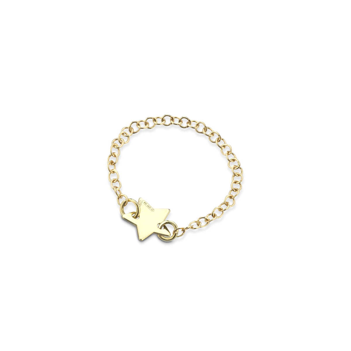 Anello in oro con catena morbida e centrale a forma di stella