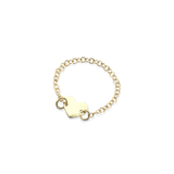 Gold ring with soft chain and central heart-shaped 