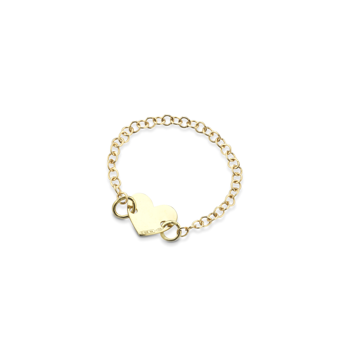 Anello in oro con catena morbida e centrale a forma di cuore