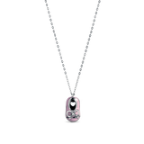 Collier en or blanc 9 carats avec pendentif en forme de pantoufle rose et zircon central