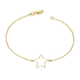 Bracelet en or avec pendentif en forme d'étoile ajouré