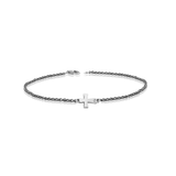 Black gold bracelet and white gold cross pendant with kt0.001 diamond