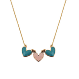 Collana Tre Cuori Smaltati 9kt