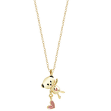 Collier en or avec pendentif ours en peluche avec coeur émaillé