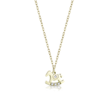 Gold necklace with rocking horse pendant and diamonds