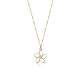 Gold necklace with flower-shaped pendant and central diamond