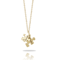 Collana con 2 ciondoli in oro a forma di puzzle e nome personalizzabile