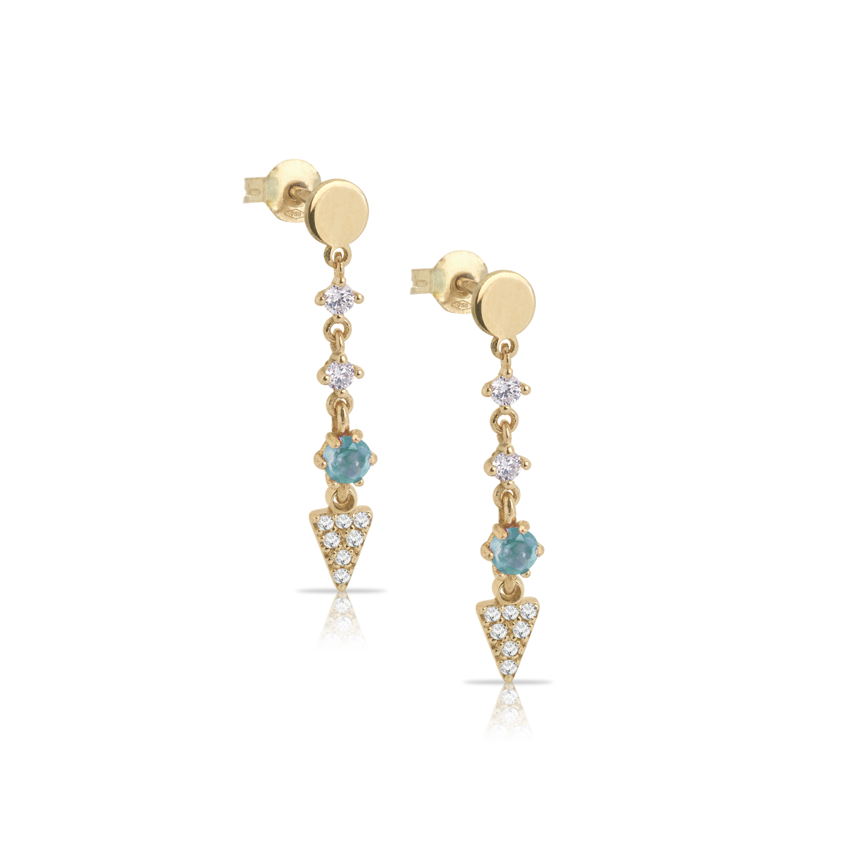 Orecchini pendenti in oro 18kt  con diamanti  bianchi e topazio