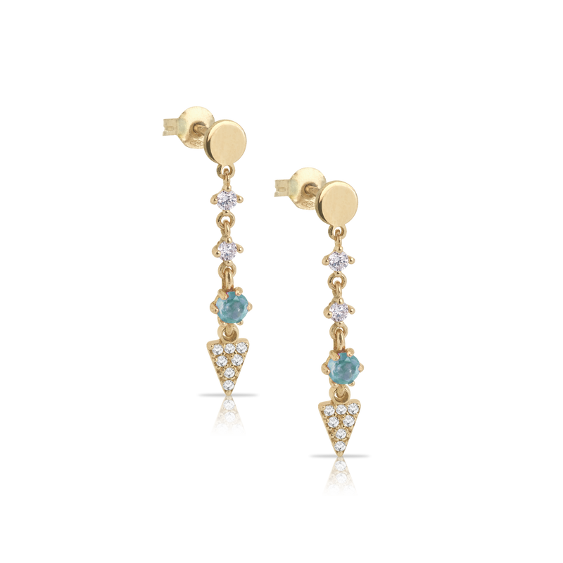 Orecchini pendenti in oro 18kt  con diamanti  bianchi e topazio