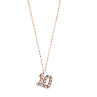 Collana in oro 18 kt con numero personalizzabile e diamanti bianchi