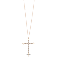 Collana con croce grande in oro 18 kt e diamanti bianchi