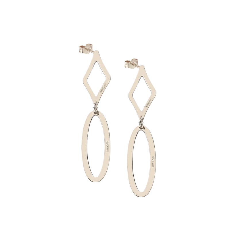 Orecchini pendenti  con ovali e rombi in oro 18 kt