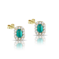 Orecchini in oro 18kt  con smeraldo e diamanti bianchi