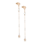 Pendientes largos en oro y perlas.