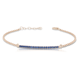 Pulsera Tennis en oro de 18 kt y zafiros azules.
