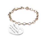 Pulsera de plata dorada con colgante en forma de corazón y dedicatoria para la Madre