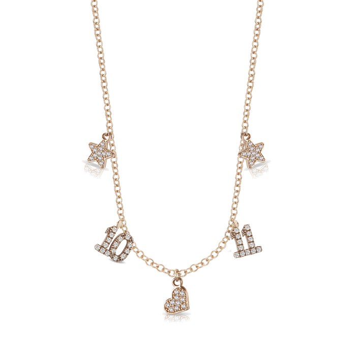 Collana in oro 18 kt con pendenti personalizzabili e diamanti bianchi