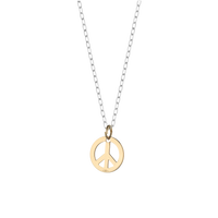 Collana in argento con ciondolo in oro a forma di simbolo della pace