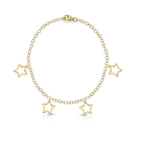 Mini bracciale in oro con quattro ciondoli a forma di stelle forate