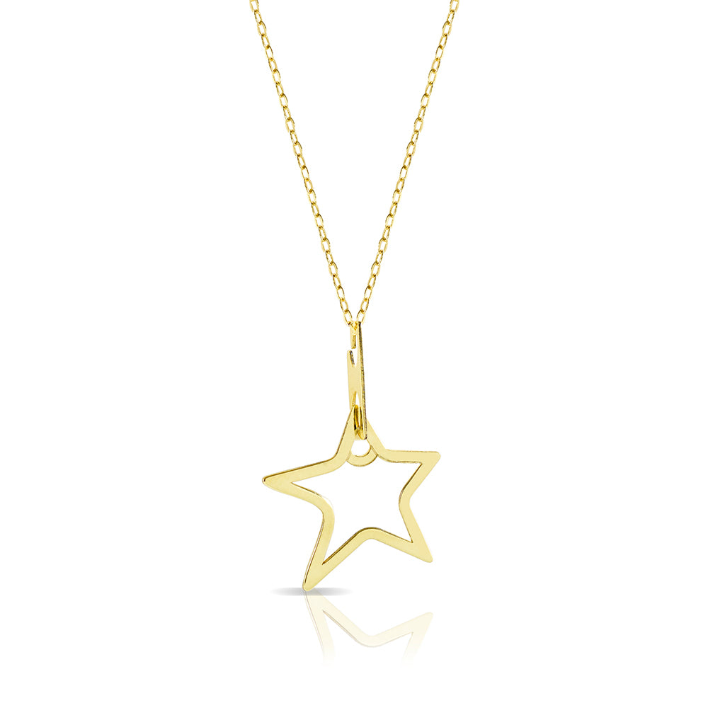Collana in oro con charm traforato a forma di stella
