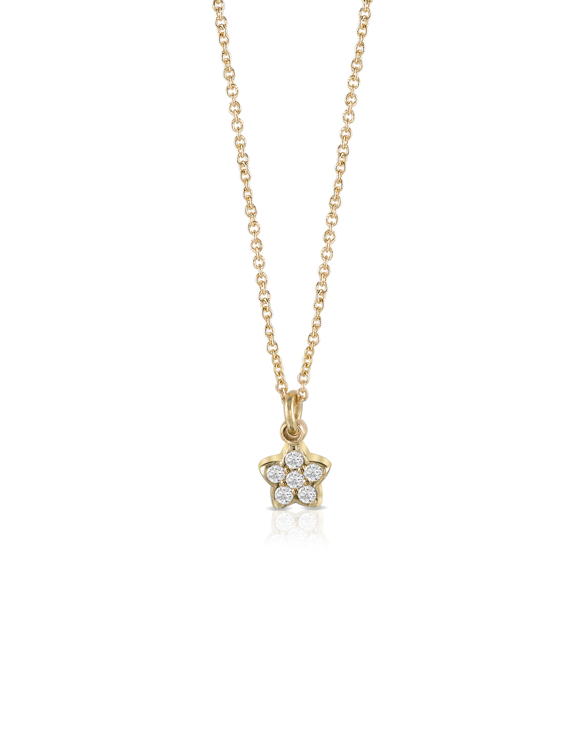 Collana in oro con charm a forma di stella e diamanti bianchi