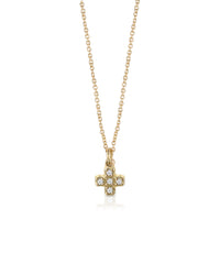 Collana in oro con charm a forma di croce e diamanti bianchi