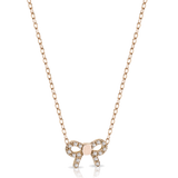 Collar de oro con charm en forma de lazo y diamantes blancos