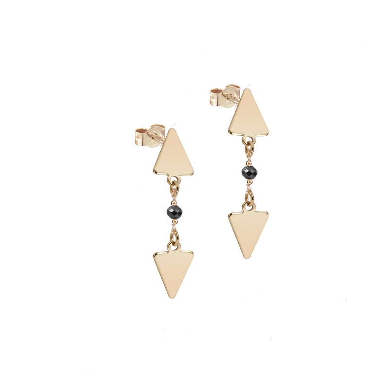 Orecchini triangoli in oro e spinello