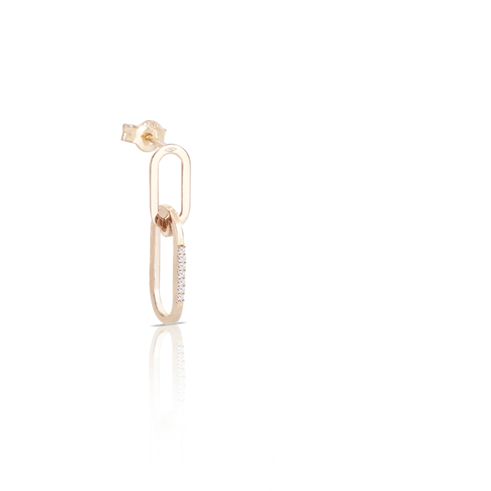 Monorecchino catena  pendenti in oro 18 kt e diamanti bianchi