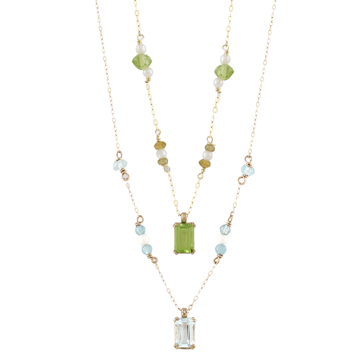 Collana in oro 18 kt e pietre colorate