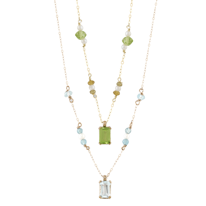 Collana in oro 18 kt e pietre colorate