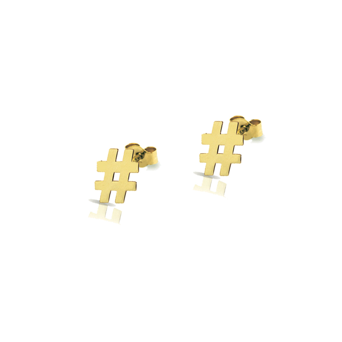 Orecchini in oro a forma di hashtag